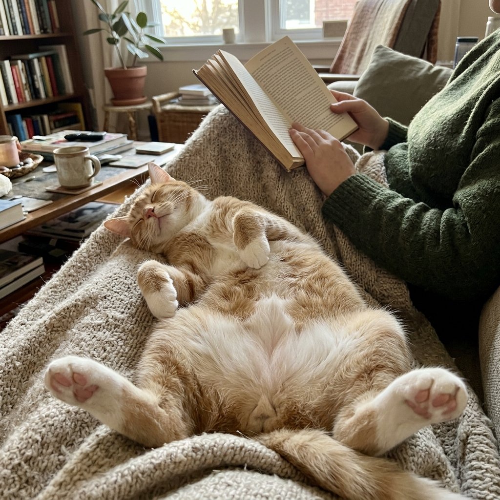 Cat sleeping on a lap, a common answer to why does my cat sleep on me