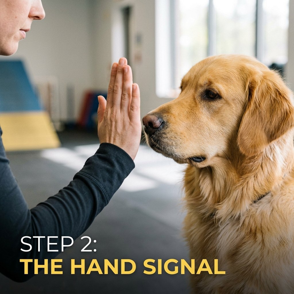 Dog training with a hand signal